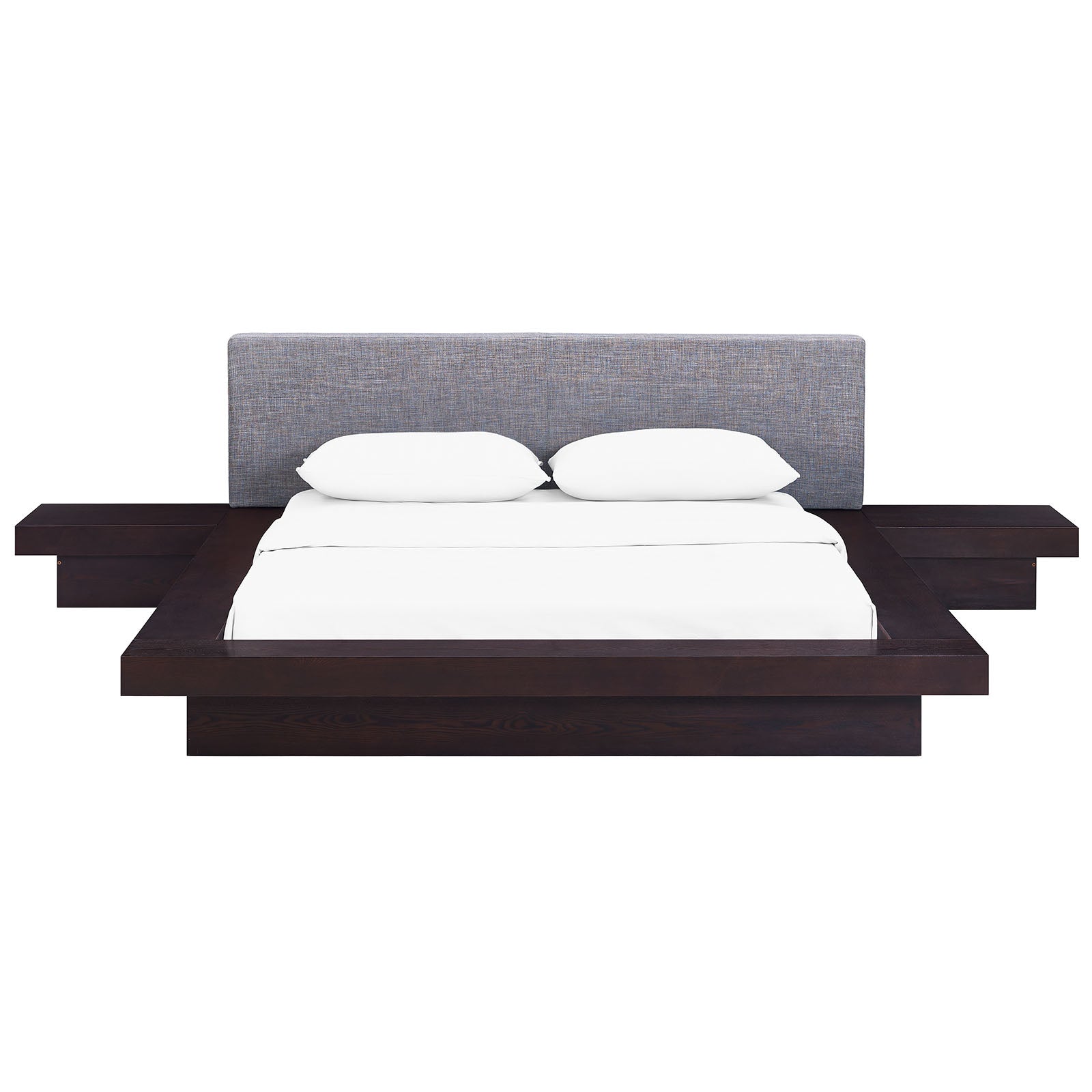 Freja 3 Piece Queen Fabric Bedroom Set  Cappuccino Gray