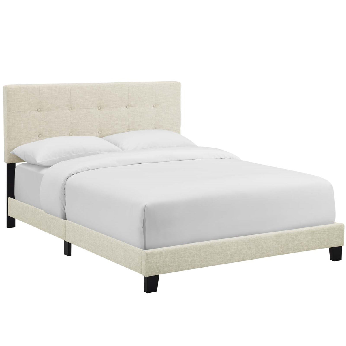 Amira King Bed - Ultimate Comfort & Style | Chic Elegance, Button-Tufted Headboard | Sturdy Wood Frame & Legs | Non-Marking Foot