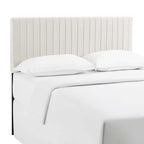 Modway Keira Channel Tufted Performance Velvet Upholstered King Headboard in Ivory