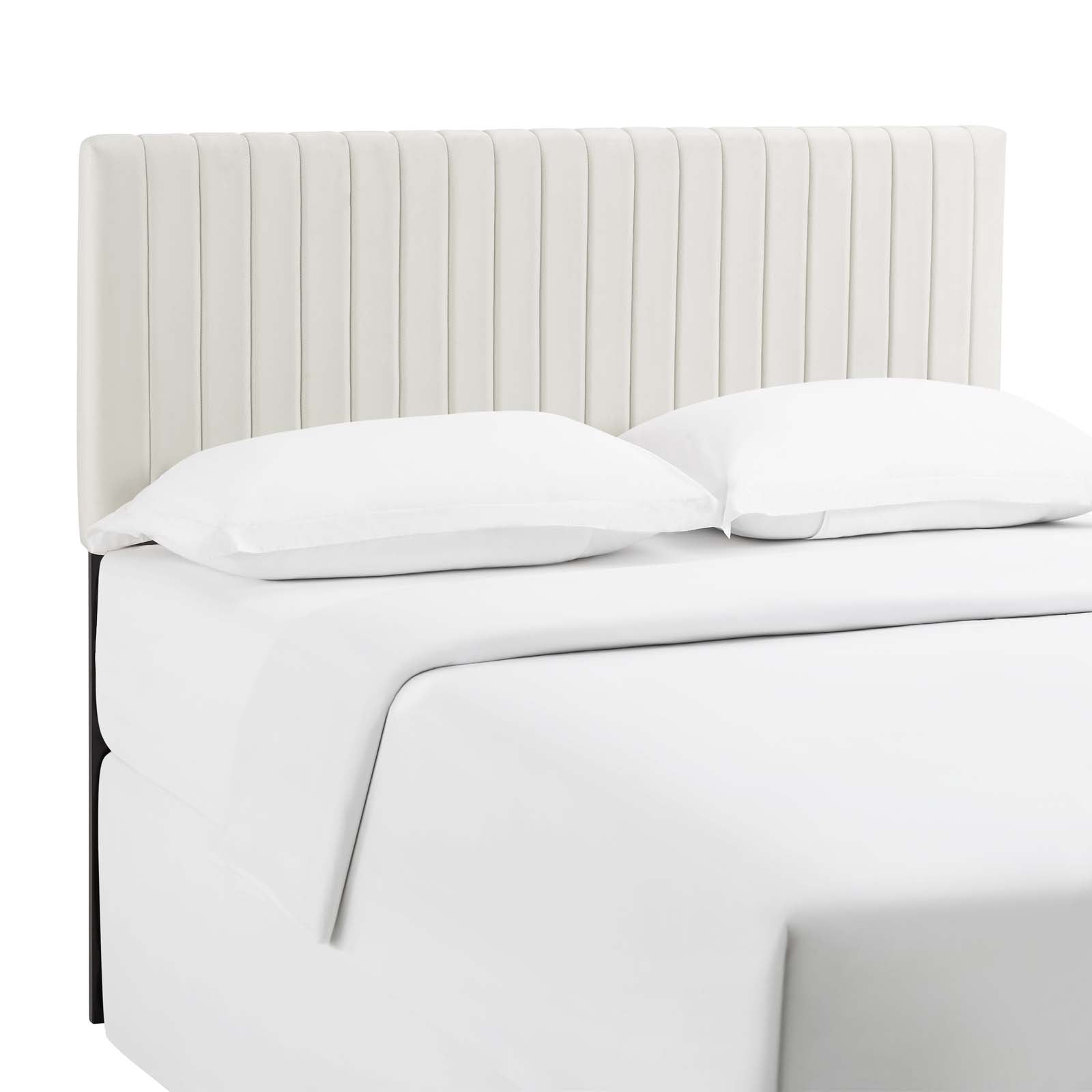 Modway Keira Channel Tufted Performance Velvet Upholstered King Headboard in Ivory