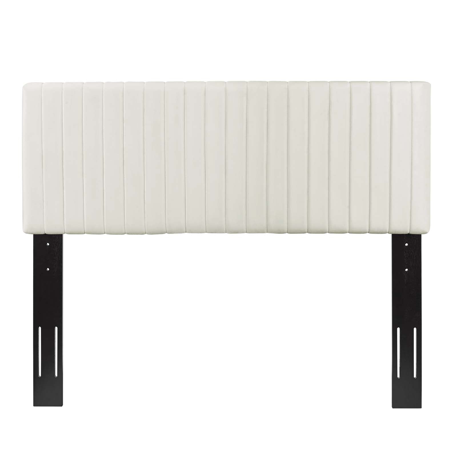 Modway Keira Channel Tufted Performance Velvet Upholstered King Headboard in Ivory