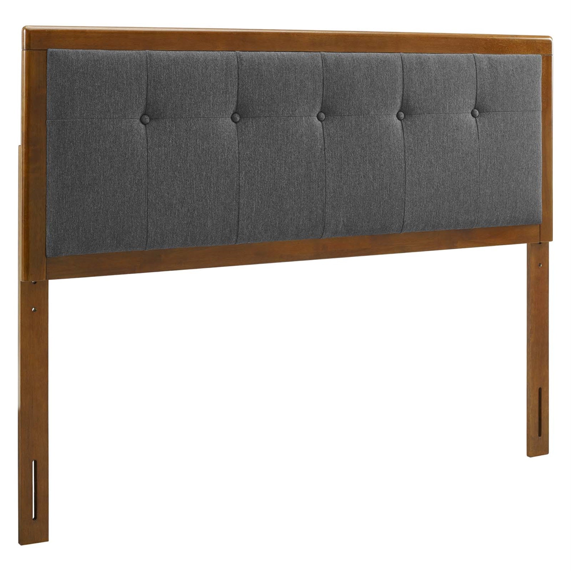 Draper Tufted Full Fabric and Wood Headboard  Walnut Charcoal