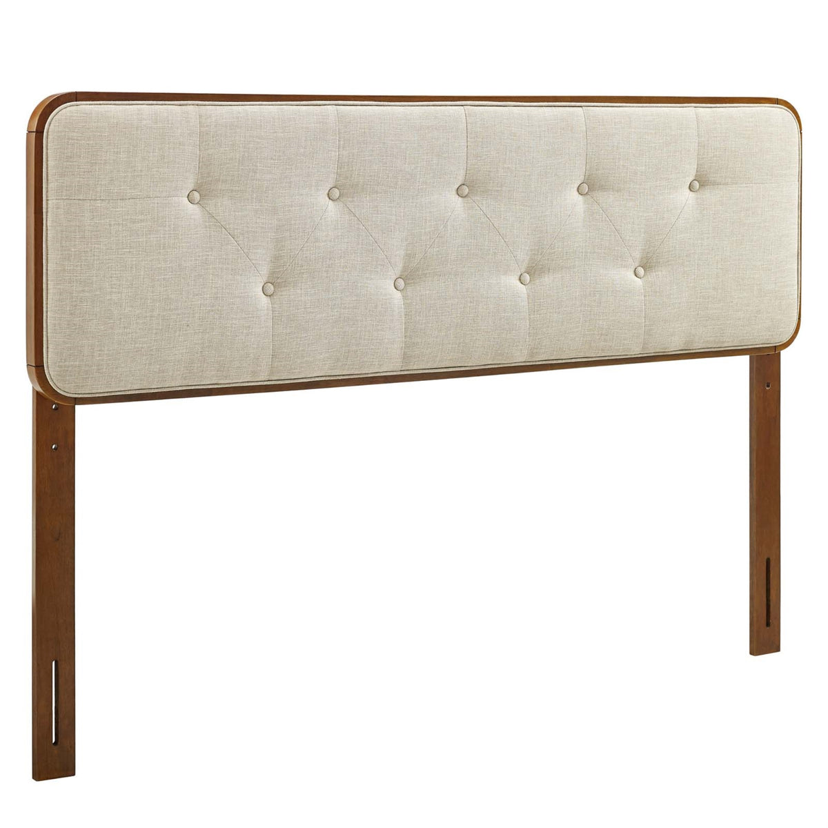 Collins Tufted Wood Queen Headboard - Modern Retro Style, Organic Aesthetics, Walnut Beige, Interchangeable with Billie and Marg
