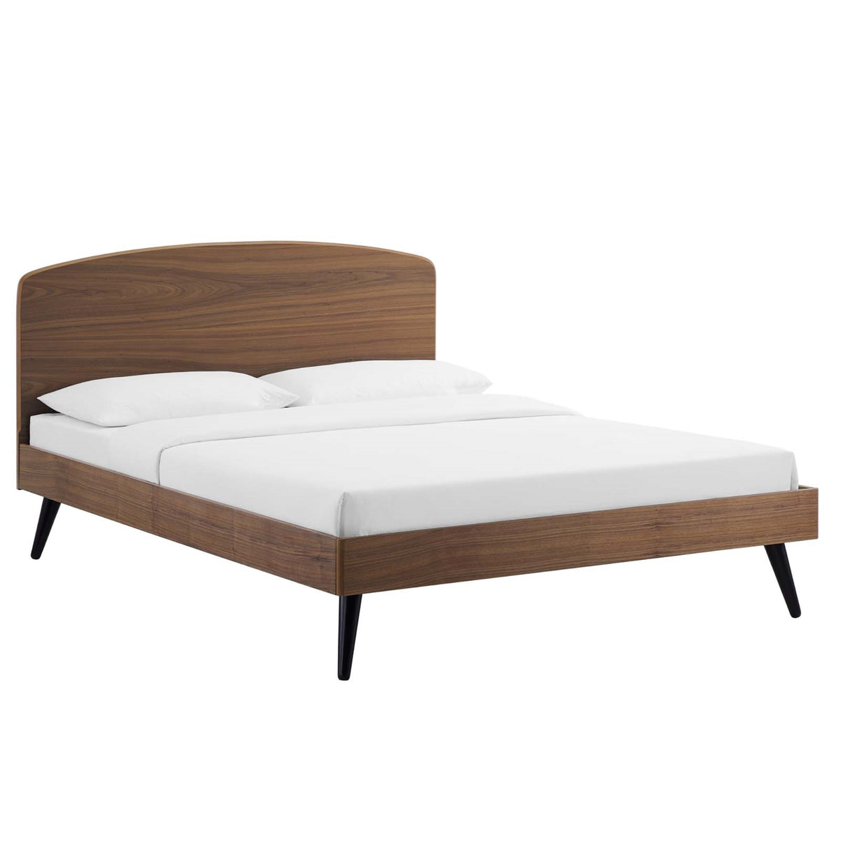 Bronwen Wood Queen Platform Bed - Timeless Mid-Century Design, Sturdy Construction, No Box Spring Needed, Supports Various Mattr