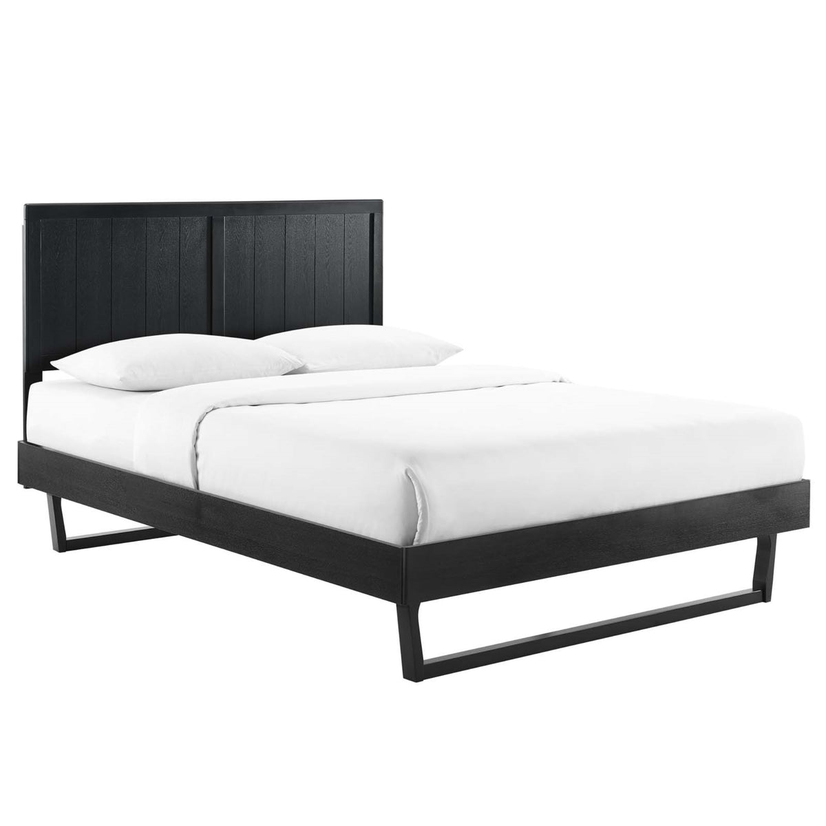 Alana Wood Full Platform Bed - Modern Elegance, Mid-Century Design, Durable Construction, No Box Spring Needed - Black