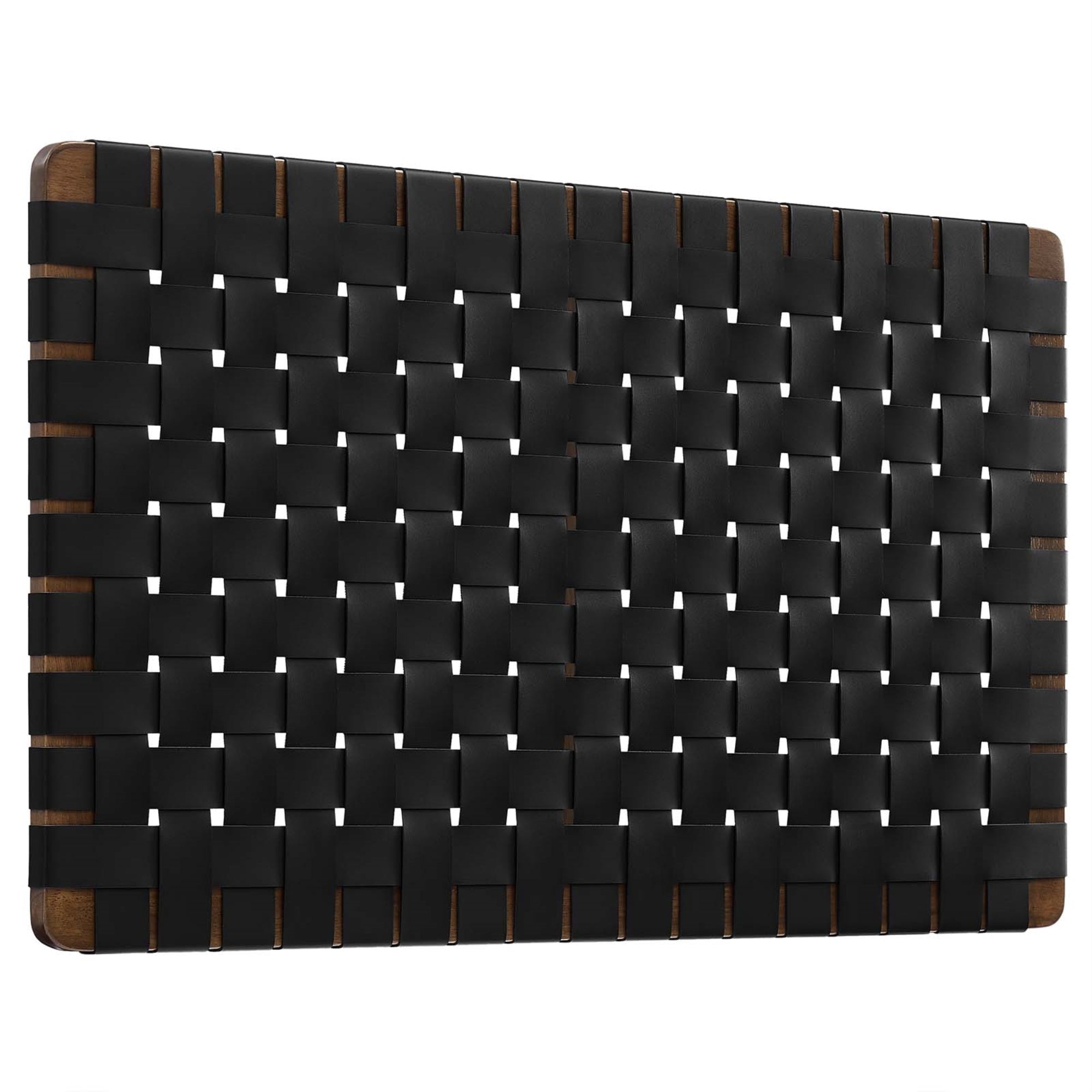 Modway Sparta Vegan Leather Weave Twin Headboard in Walnut Black, Faux Leather Twin Headboard Only with Wall Mount Design for Children's Bedroom, College Dorm, or Guest Room