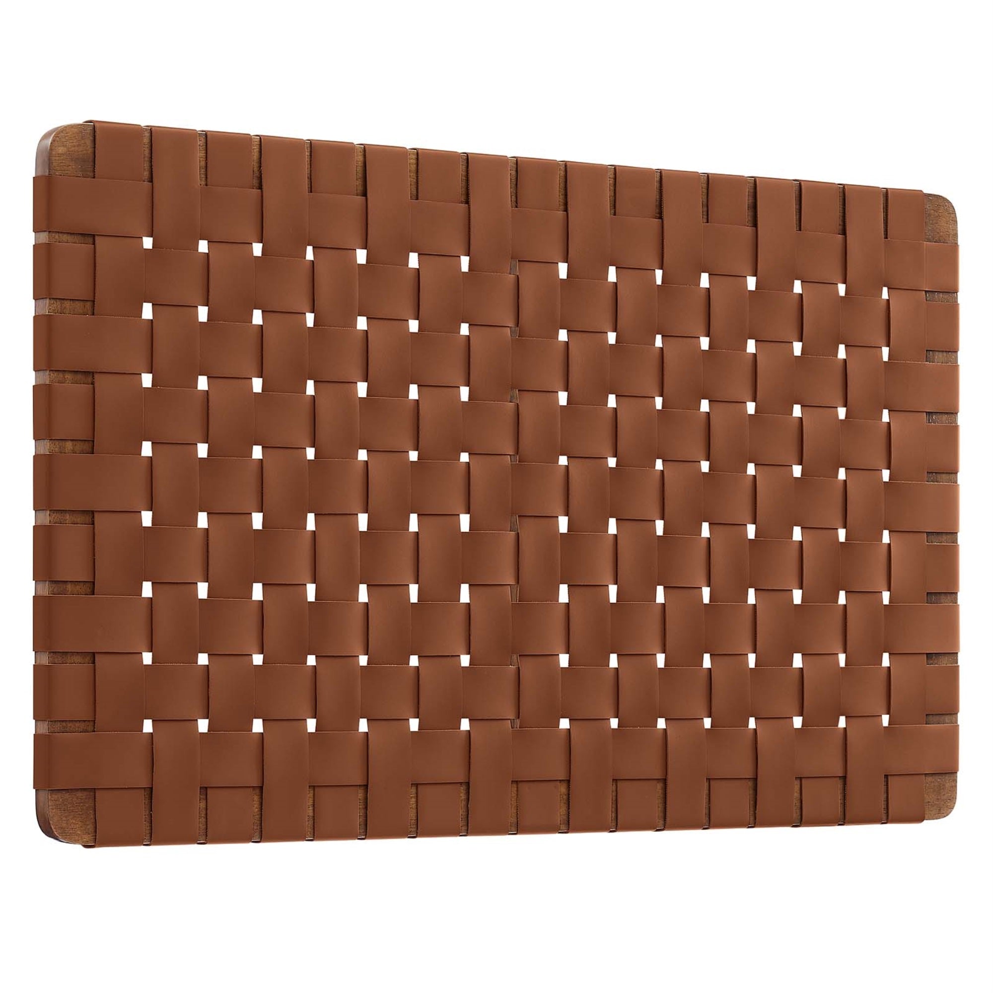 Modway Sparta Vegan Leather Weave Twin Headboard in Walnut Brown, Faux Leather Twin Headboard Only with Wall Mount Design for Children's Bedroom, College Dorm, or Guest Room