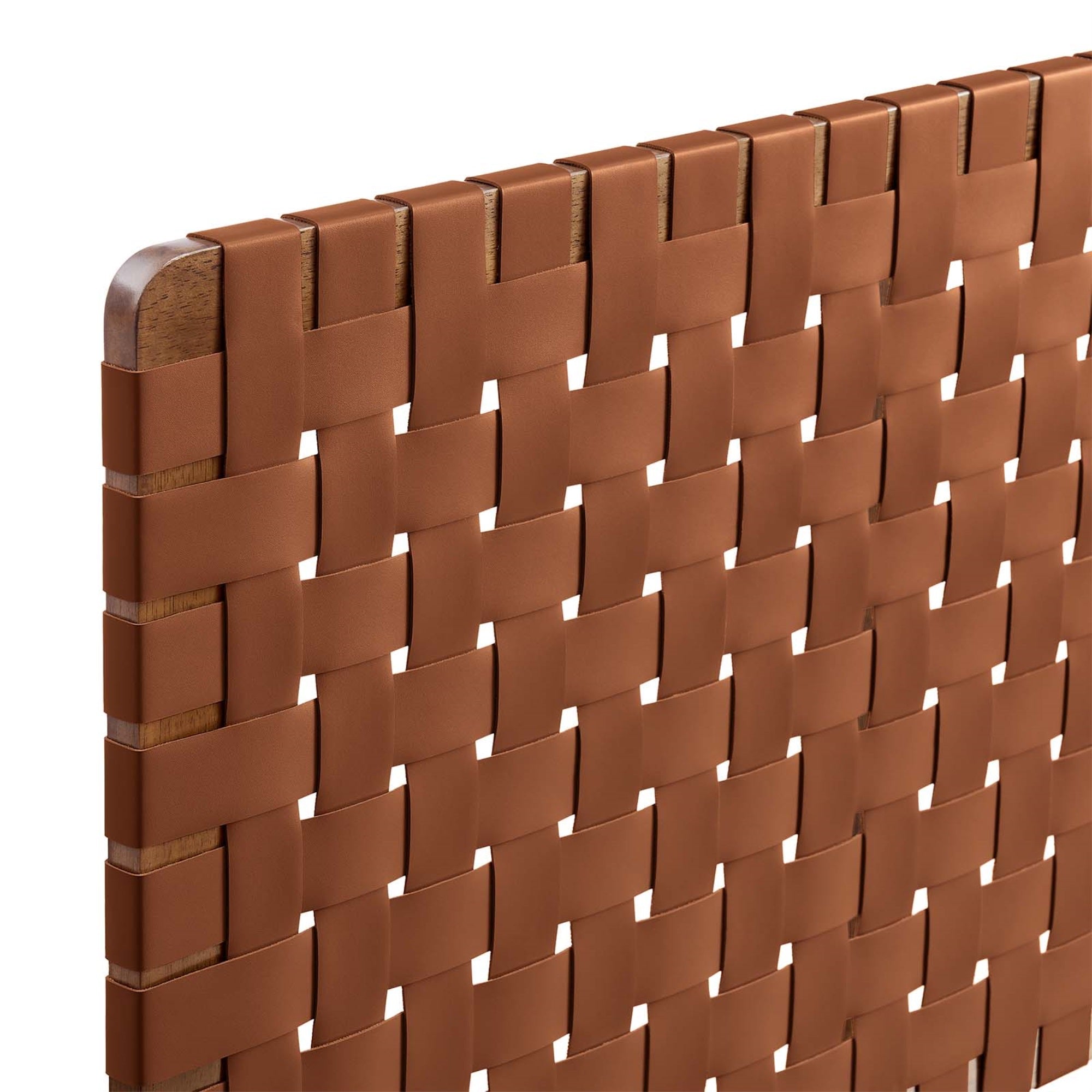 Modway Sparta Vegan Leather Weave Full Headboard in Walnut Brown, Faux Leather Full Headboard Only with Wall Mount Design, Double Headboard for Teenager's Bedroom, Guest Room or Small Bedroom