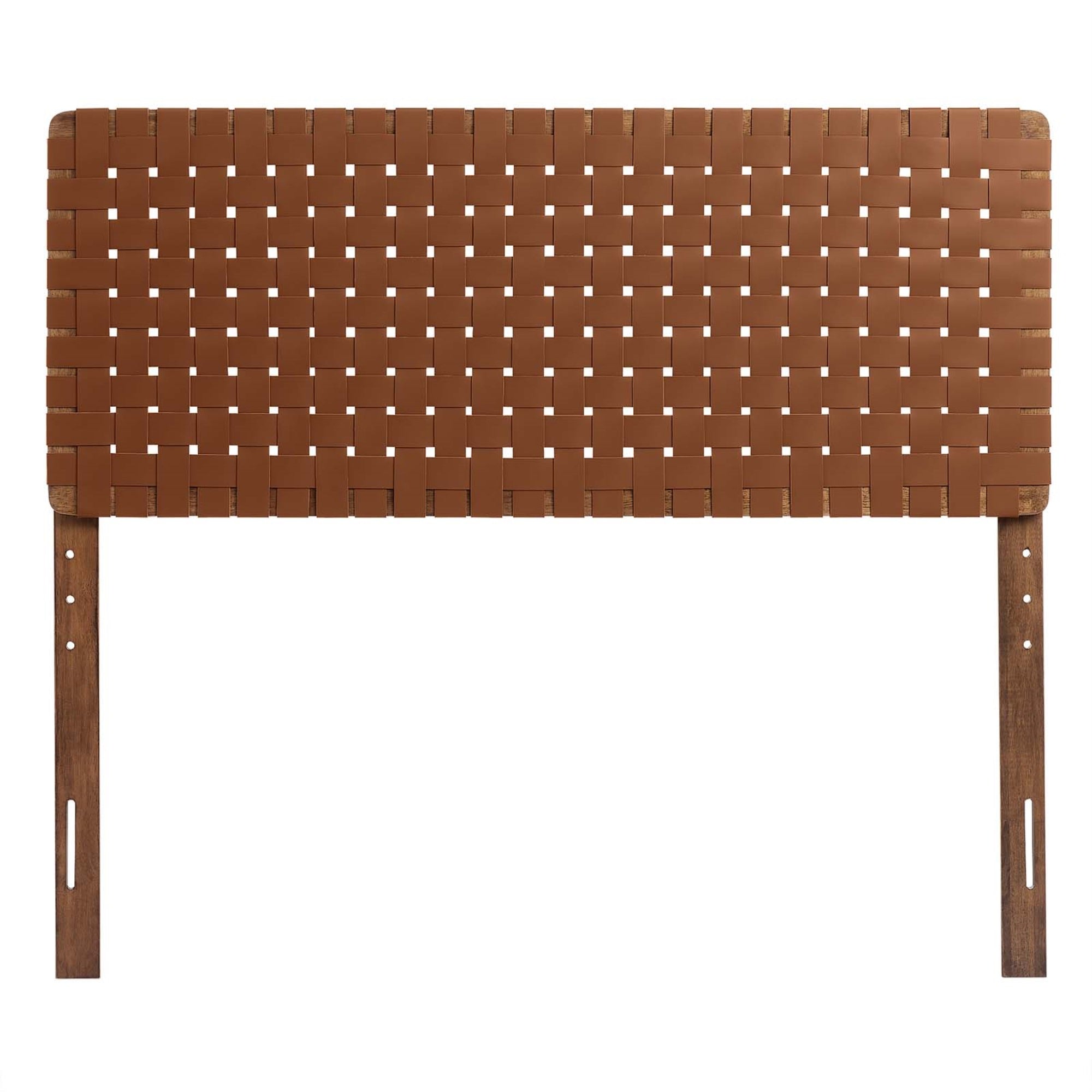 Modway Sparta Vegan Leather Weave Full Headboard in Walnut Brown Faux Leather Full Headboard Only, Height Adjustable Headboard, Freestanding Headboard for Teenager's Bedroom