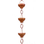 Pure Copper 8.5-Ft Rain Chain with 13 Hammered Funnel Shape Cups