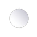 Metal Frame Round Mirror With Decorative Hook 28 Inch In White