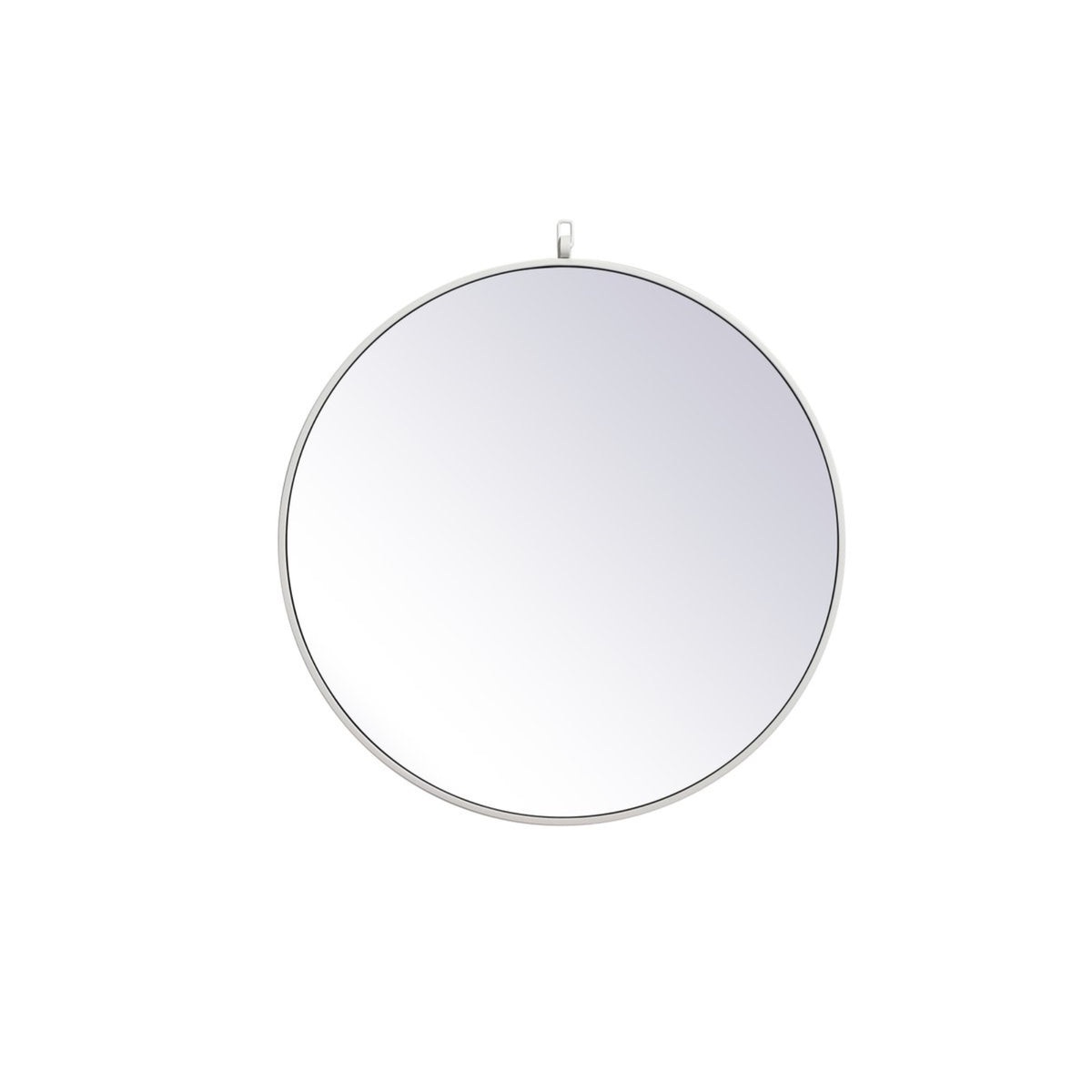 Metal Frame Round Mirror With Decorative Hook 28 Inch In White