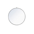 Metal Frame Round Mirror With Decorative Hook 48 Inch Black Finish