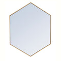 Metal Frame Hexagon Mirror 30 Inch In Brass