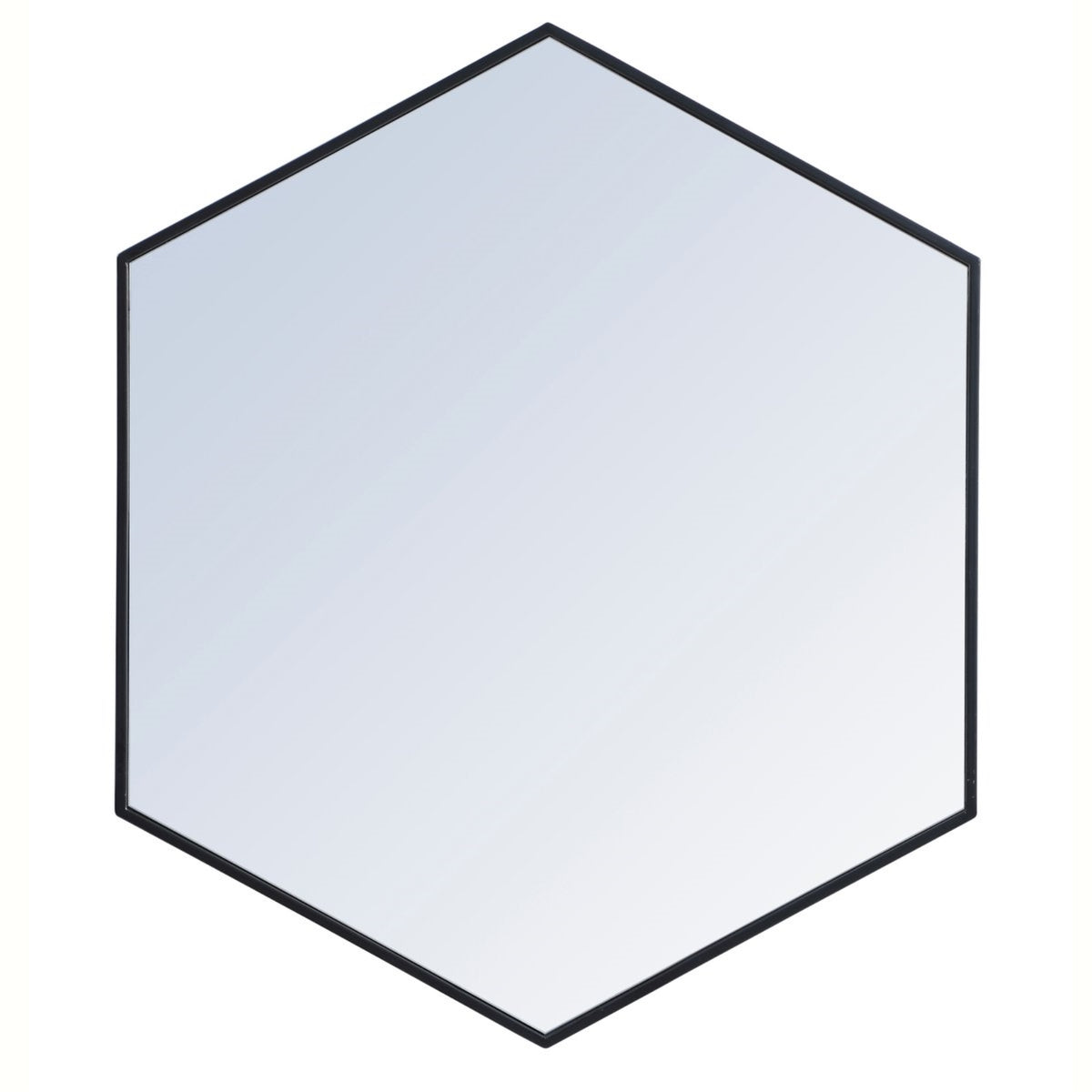 Metal Frame Hexagon Mirror 38 Inch In Black