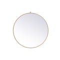 Metal Frame Round Mirror With Decorative Hook 45 Inch In Brass