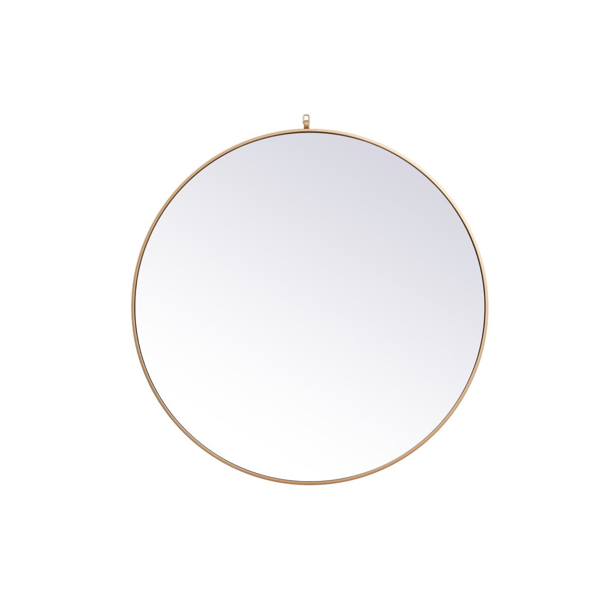 Metal Frame Round Mirror With Decorative Hook 45 Inch In Brass
