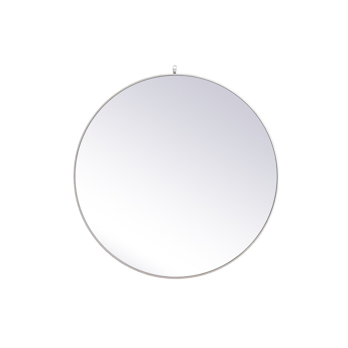 Metal Frame Round Mirror With Decorative Hook 45 Inch In Silver