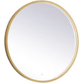 Pier 28 inch LED mirror with adjustable color temperature 3000K/4200K/6400K in brass