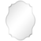 Modern Frameless 32 x 24 inch Scalloped Beveled Accent Bathroom Mirror