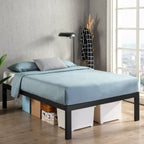Twin size 18 Inch Easy Assemble Metal Platform Bed Frame Wooden Slats