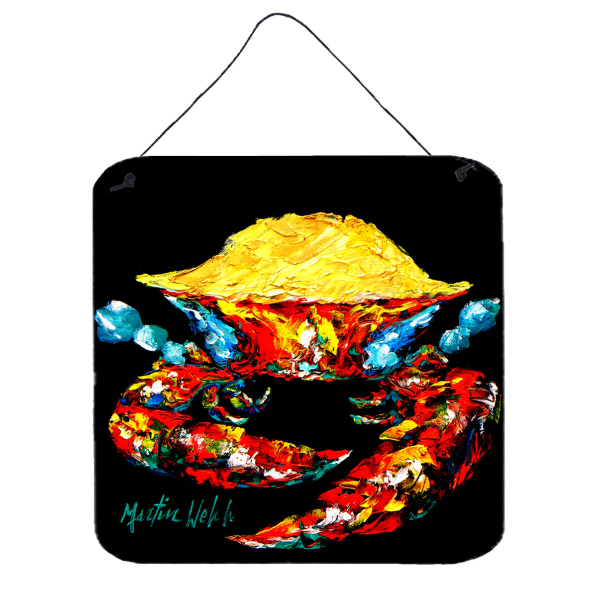 CarolineS Treasures Crab Black Gold Aluminum Metal Wall Or Door Hanging Prints, 6 X 6 Inch  Inch , Multicolor