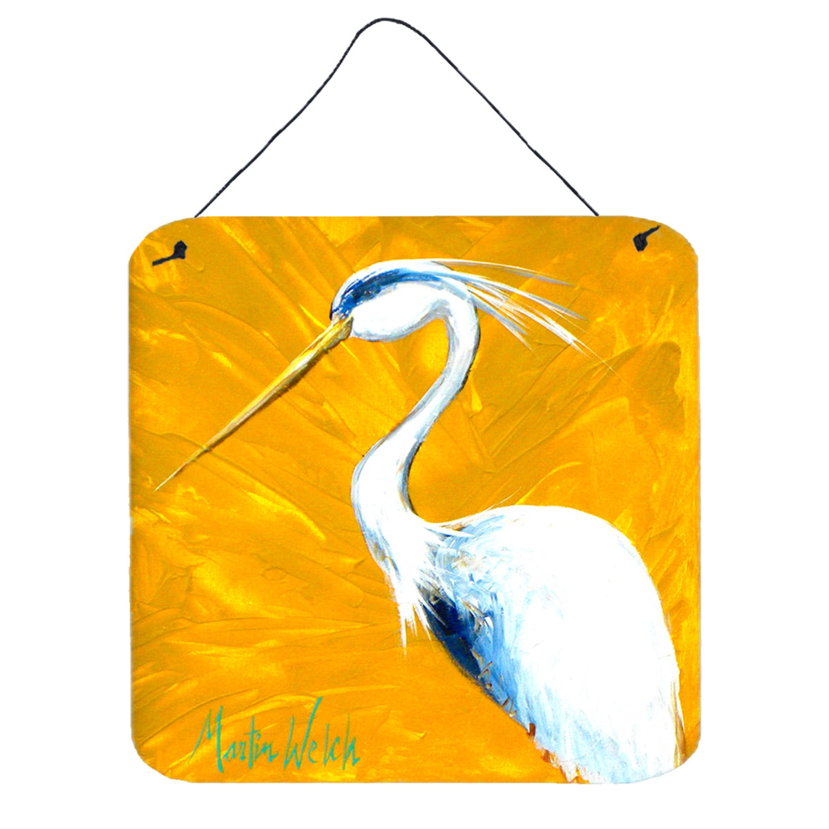 CarolineS Treasures Birdblue Heron Color Mustard Aluminum Metal Wall Or Door Hanging Prints, 6 X 6 Inch  Inch , Multicolor