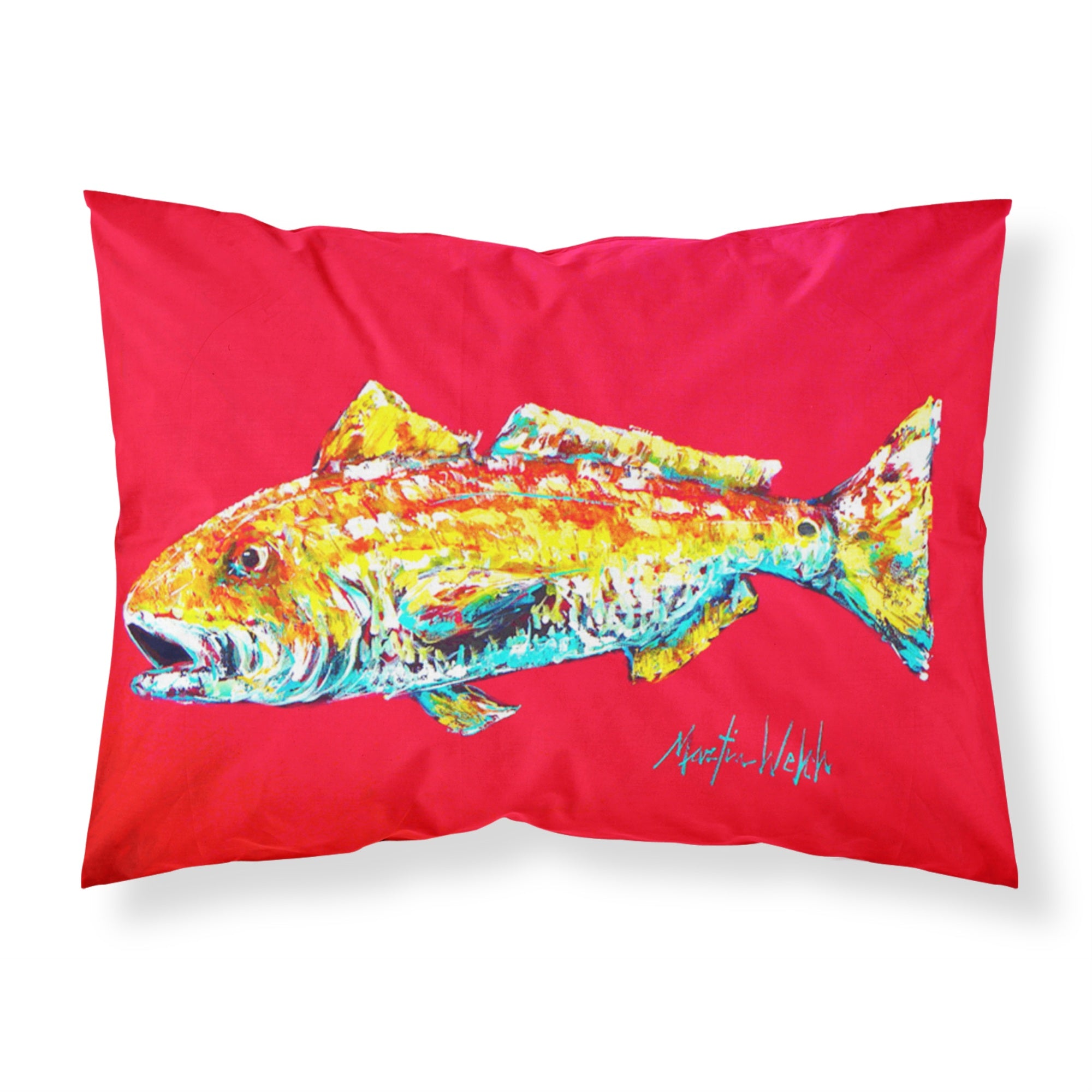 'Caroline'S Treasures Mw1084Pillowcase Fish-Red Fish Alphonso Moisture Wicking Fabric Standard Pillowcase, Large, Multicolor'