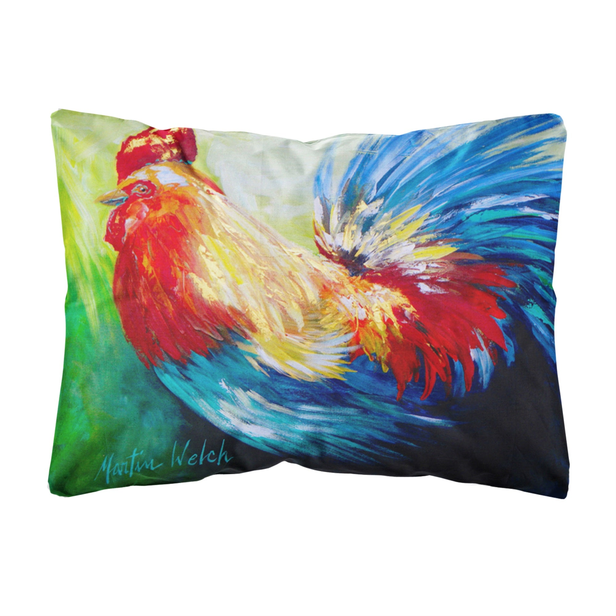 'Caroline'S Treasures Bird - Rooster Chief Big Feathers Canvas Fabric Decorative Pillow, Large, Multicolor'