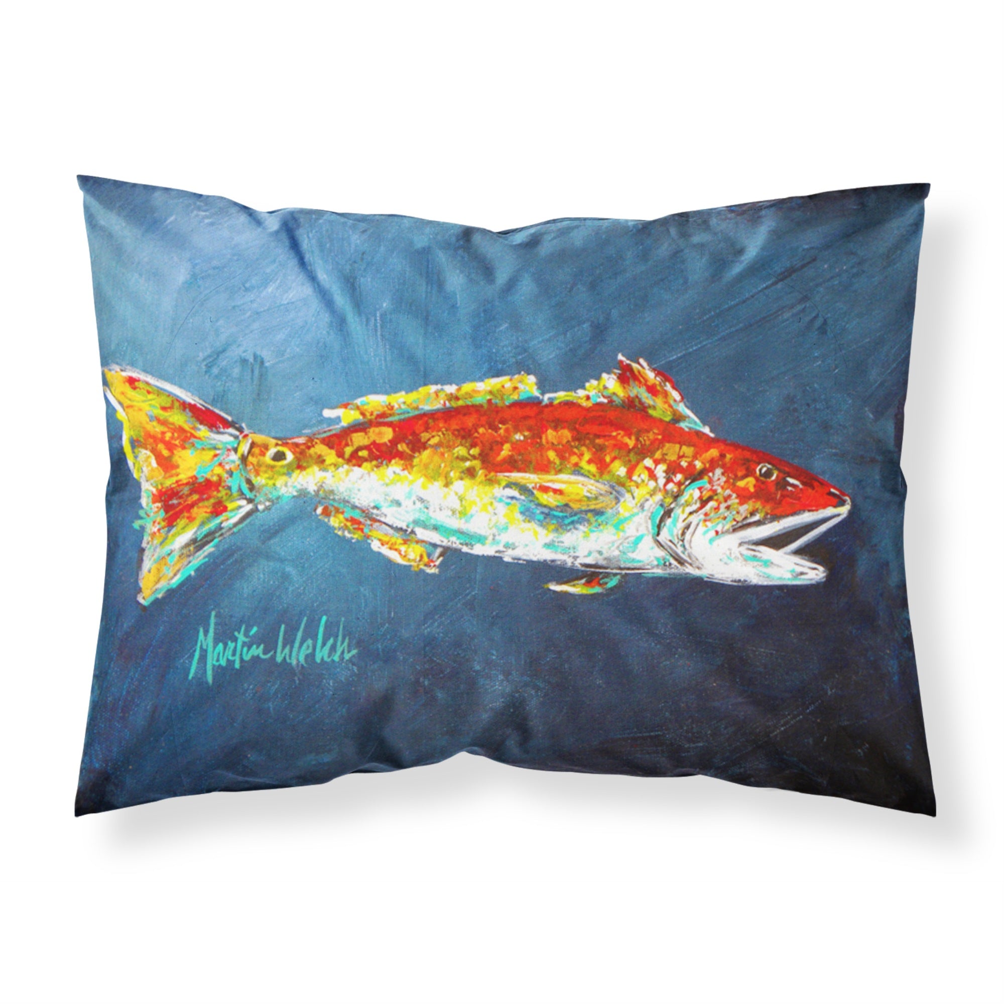 'Caroline'S Treasures Mw1093Pillowcase Fish-Red Fish Red For Jarett Moisture Wicking Fabric Standard Pillowcase, Large, Multico