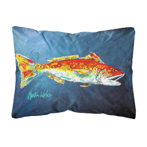 'Caroline'S Treasures Fish - Red Fish Red For Jarett Canvas Fabric Decorative Pillow, Large, Multicolor'
