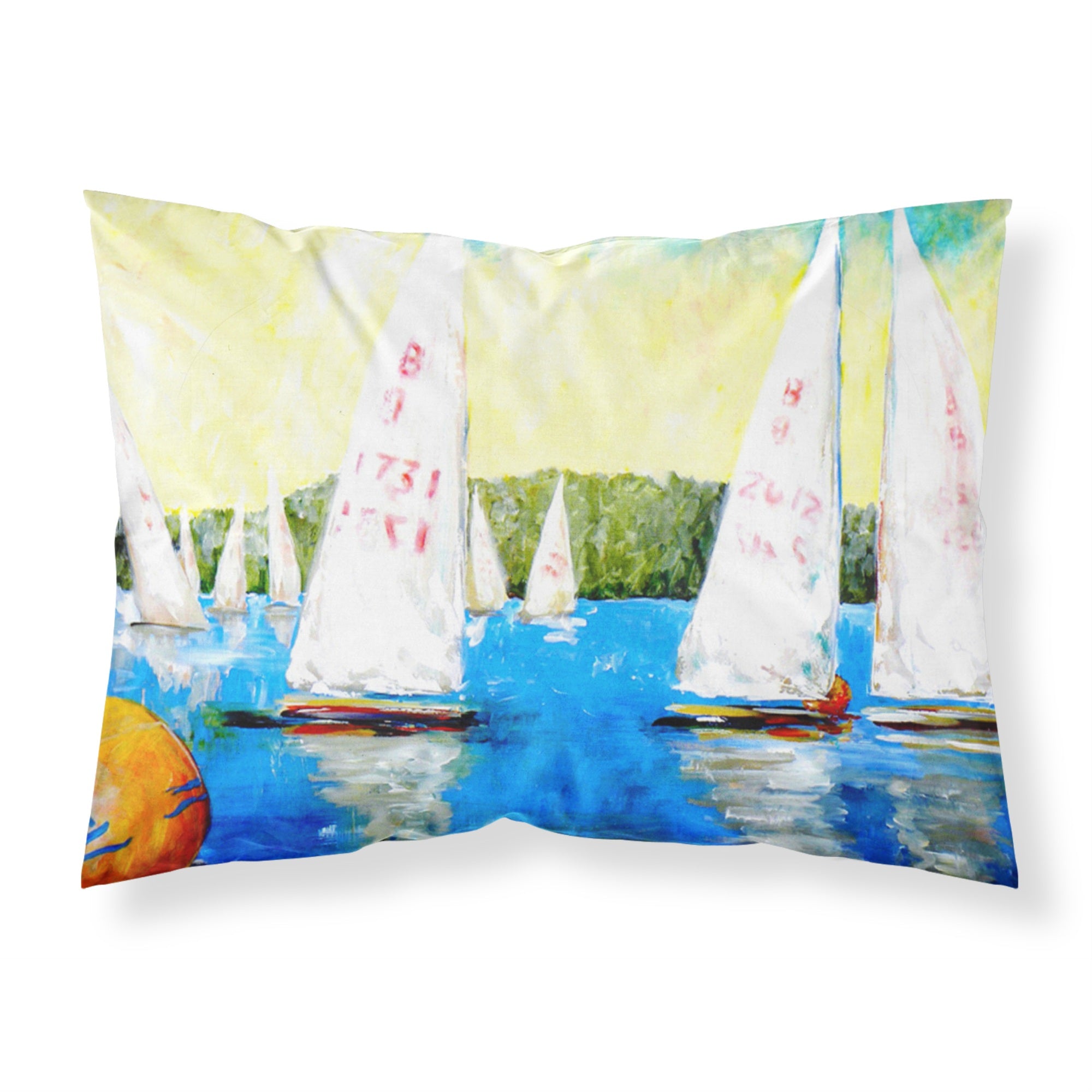 'Caroline'S Treasures Mw1094Pillowcase Sailboats Round The Mark Moisture Wicking Fabric Standard Pillowcase, Large, Multicolor'