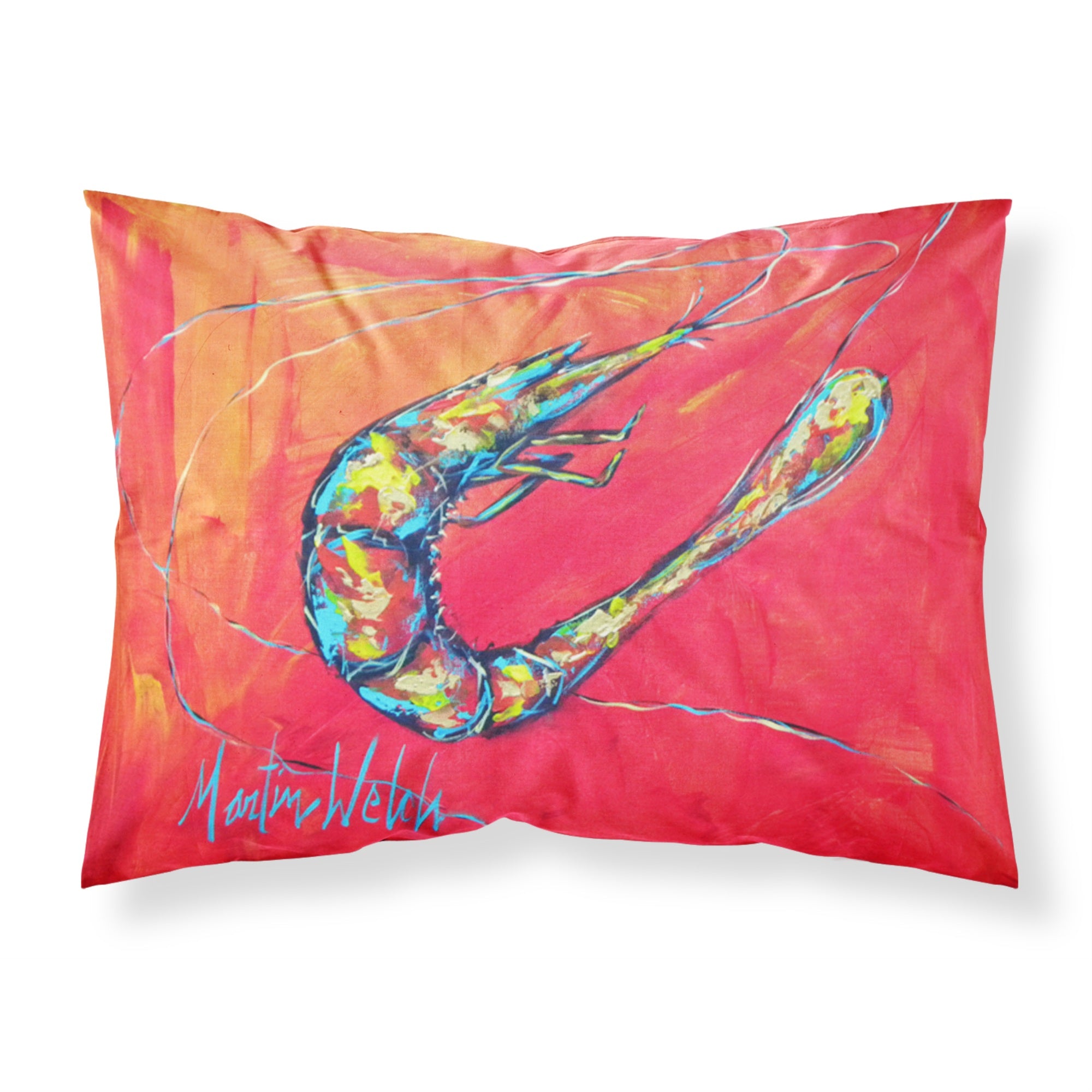 'Caroline'S Treasures Mw1097Pillowcase Shrimp Seafood Three Moisture Wicking Fabric Standard Pillowcase, Large, Multicolor'