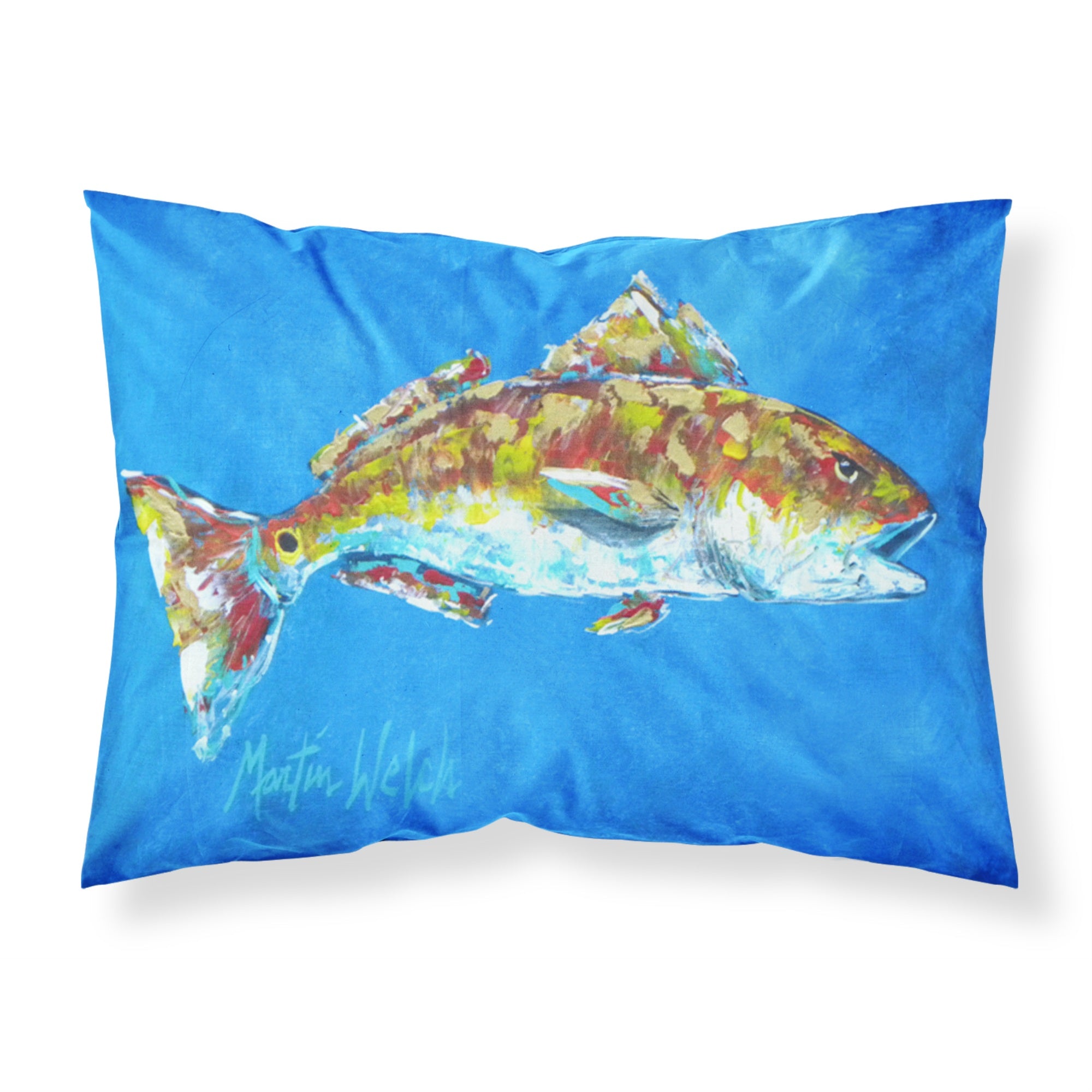 'Caroline'S Treasures Mw1098Pillowcase Fish-Red Fish Seafood Two Moisture Wicking Fabric Standard Pillowcase, Large, Multicolor