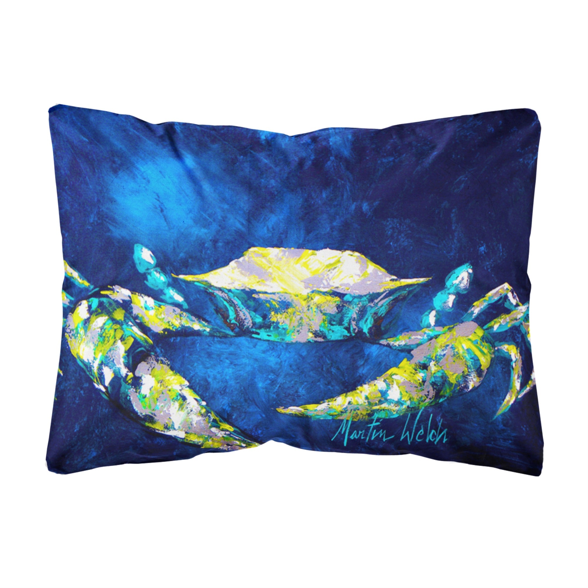 'Caroline'S Treasures Mw1101Pw1216 Crab Teal Canvas Fabric Decorative Pillow, Large, Multicolor'