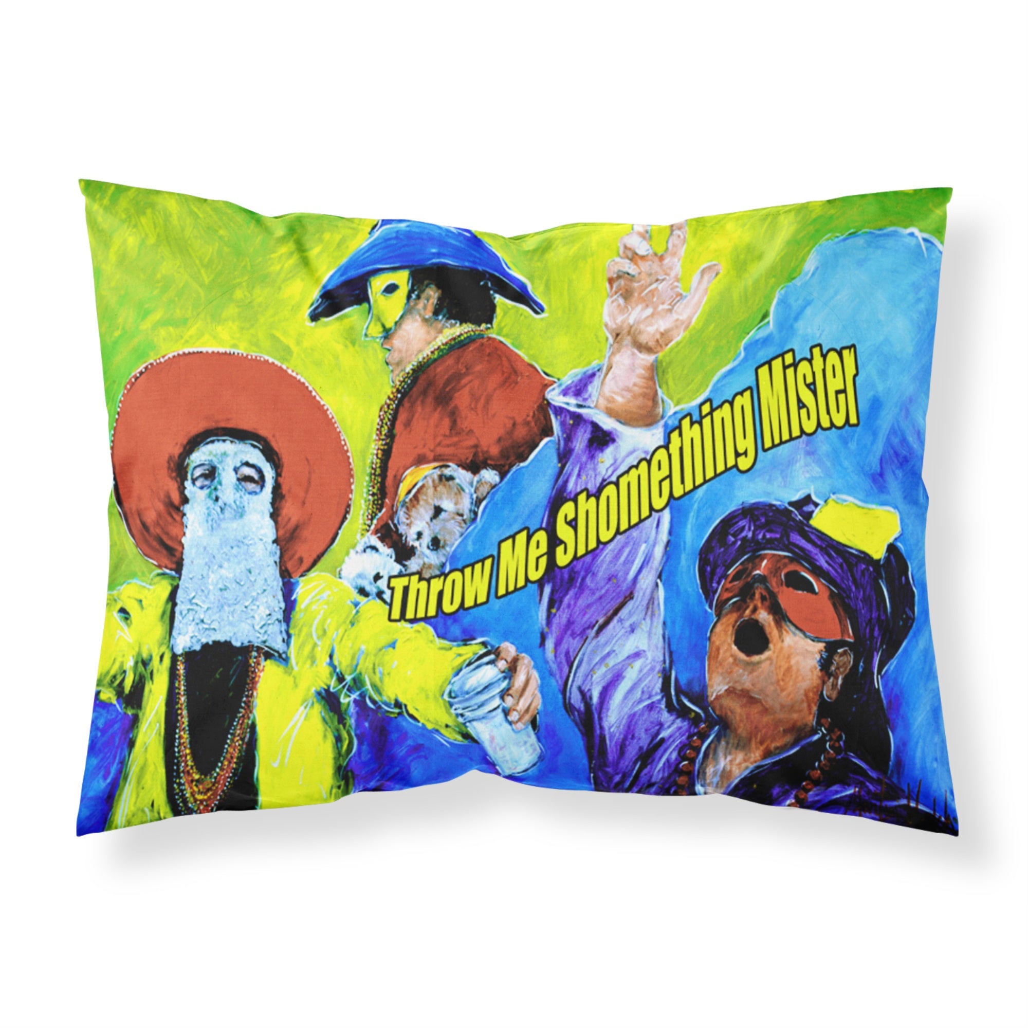 'Caroline'S Treasures Mw1108Pillowcase Mardi Gras Throw Me Something Mister Wicking Fabric Standard Pillowcase, Large, Multicol