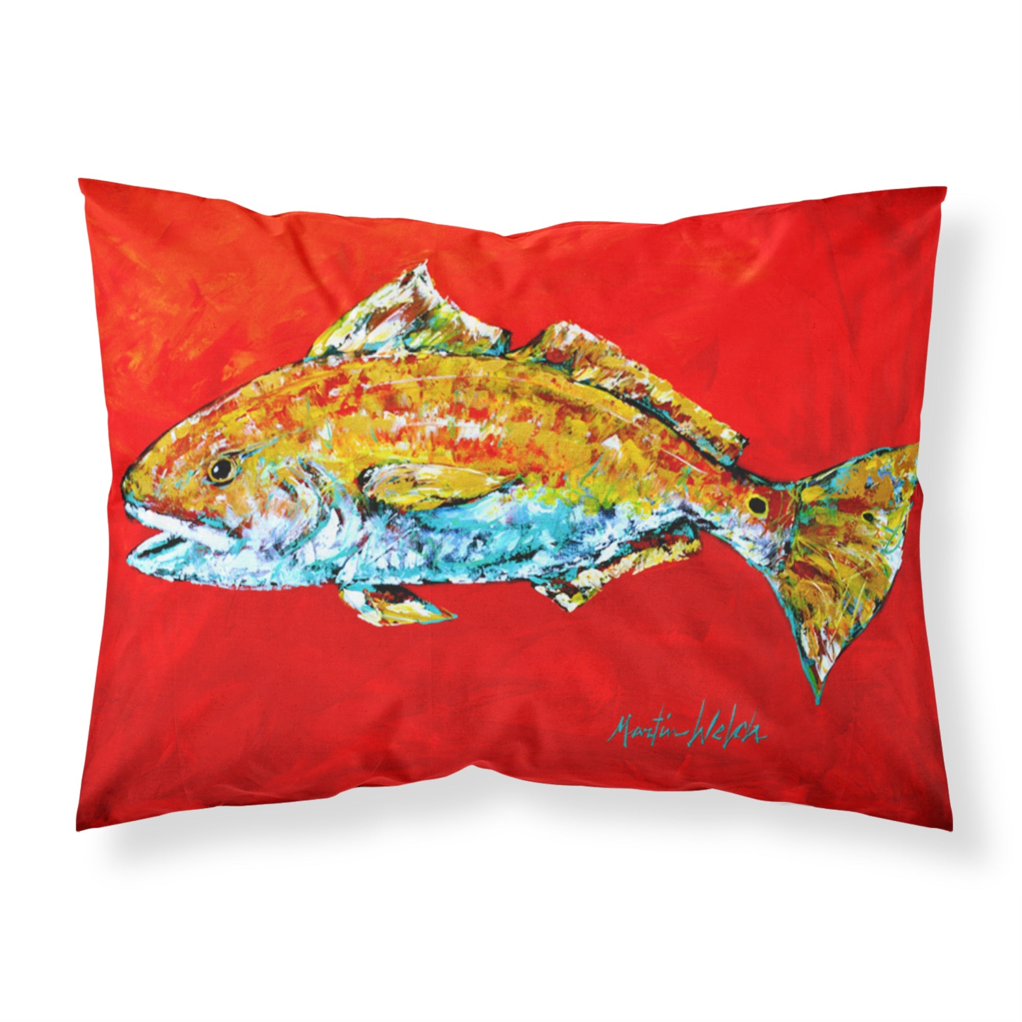 'Caroline'S Treasures Mw1111Pillowcase Fish-Red Fish Red Head Moisture Wicking Fabric Standard Pillowcase, Large, Multicolor'