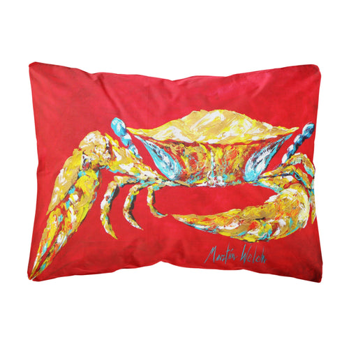'Caroline'S Treasures Mw1116Pw1216 Crab Blue On Red, Sr Canvas Fabric Decorative Pillow, Large, Multicolor'