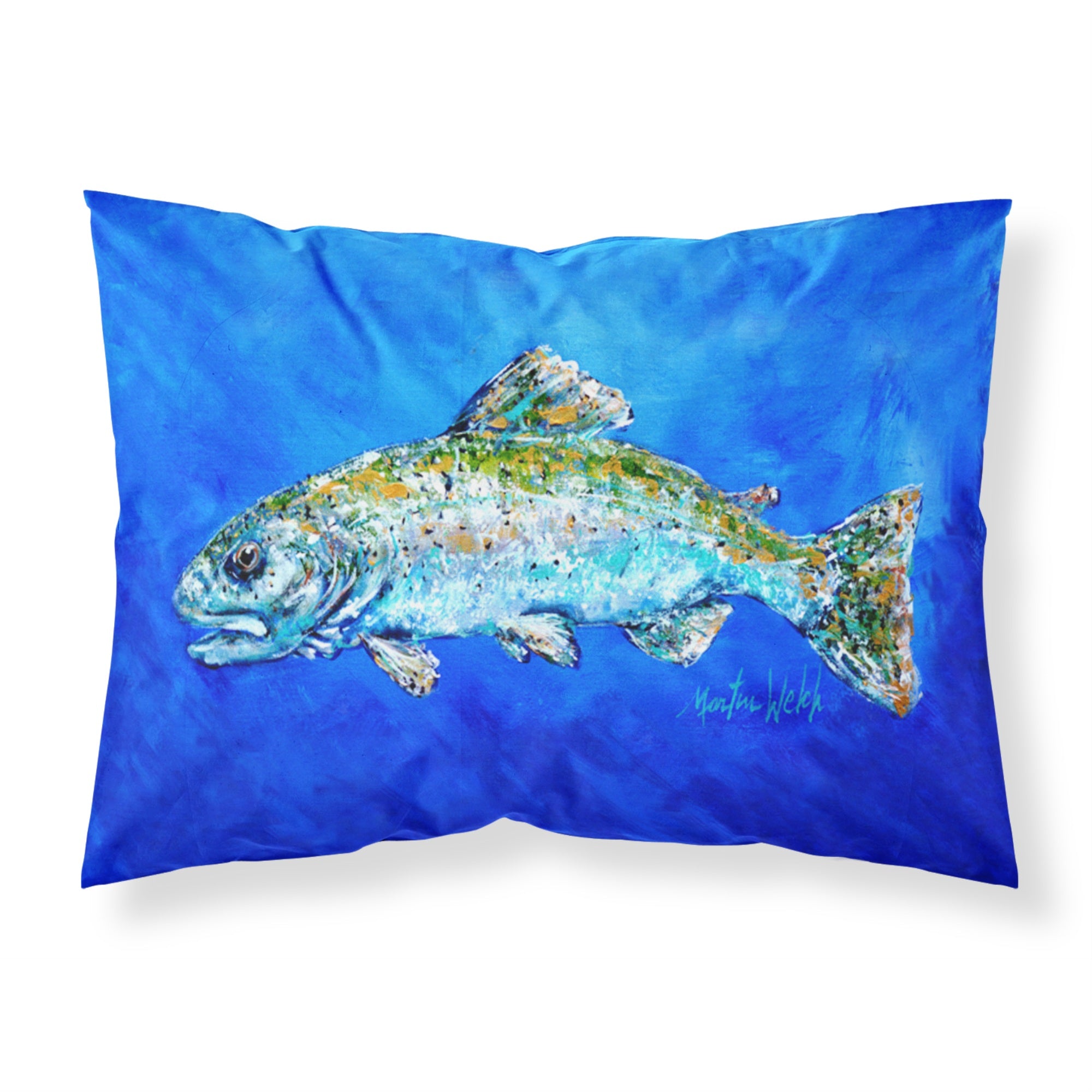 'Caroline'S Treasures Mw1124Pillowcase Fish Headed Downstream Moisture Wicking Fabric Standard Pillowcase, Large, Multicolor'