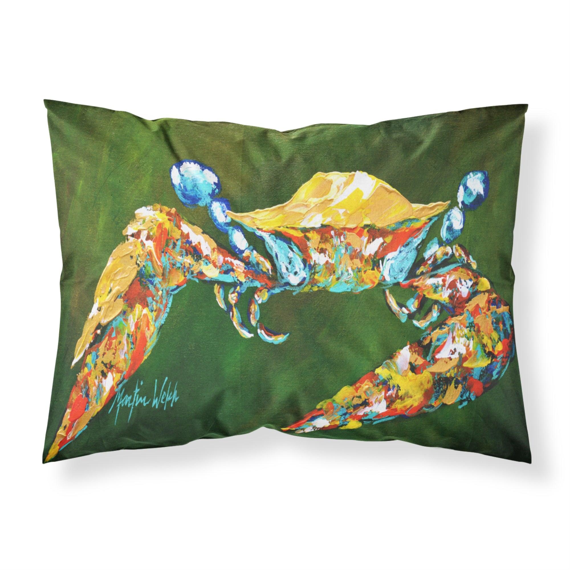 'Caroline'S Treasures Mw1157Pillowcase Go Green Crab Moisture Wicking Fabric Standard Pillowcase, Large, Multicolor'