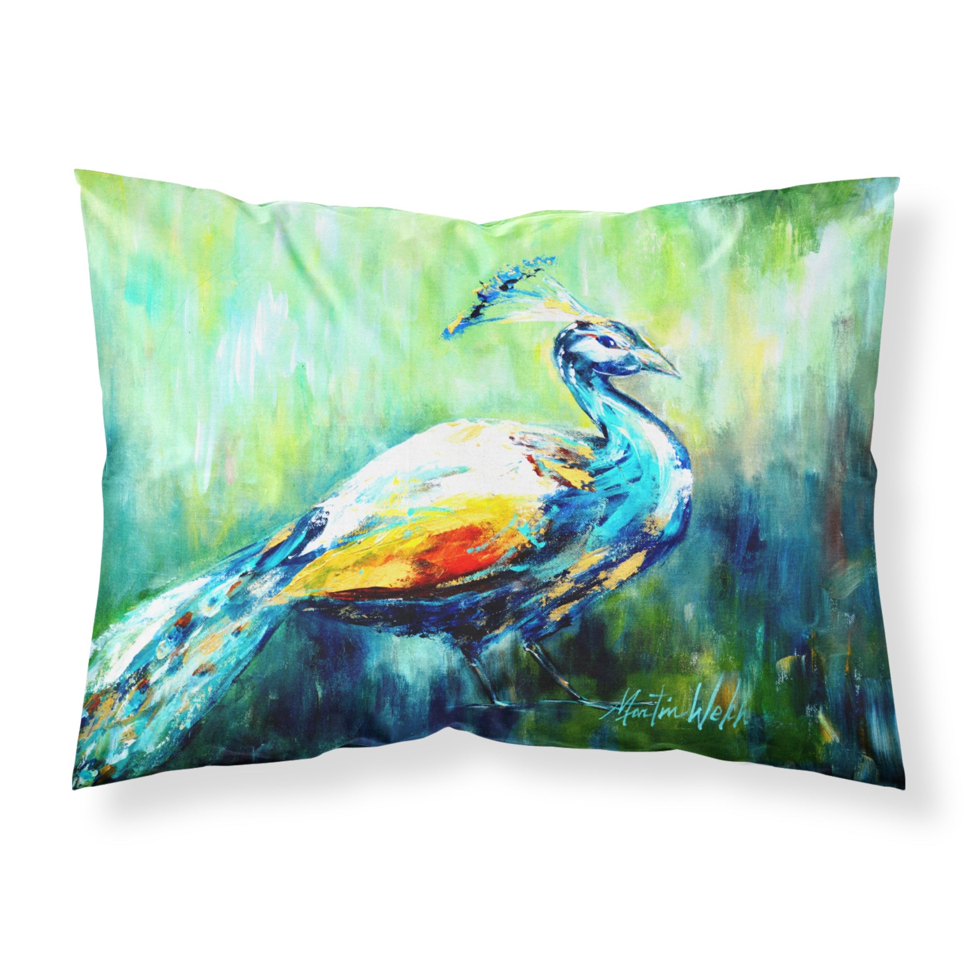 'Caroline'S Treasures Mw1160Pillowcase Proud Peacock Green Moisture Wicking Fabric Standard Pillowcase, Large, Multicolor'