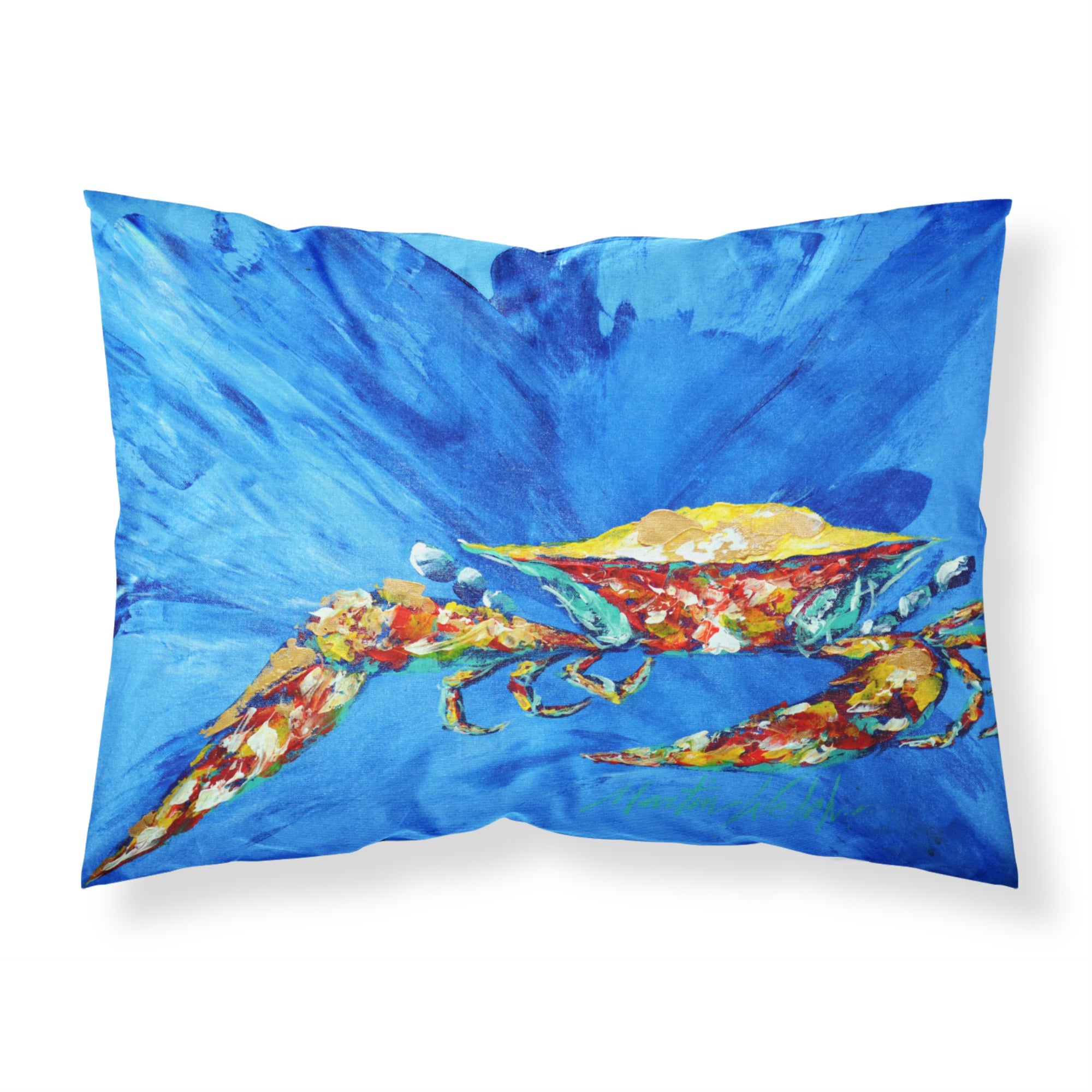 'Caroline'S Treasures Mw1163Pillowcase Big Splash Crab In Blue Moisture Wicking Fabric Standard Pillowcase, Large, Multicolor'