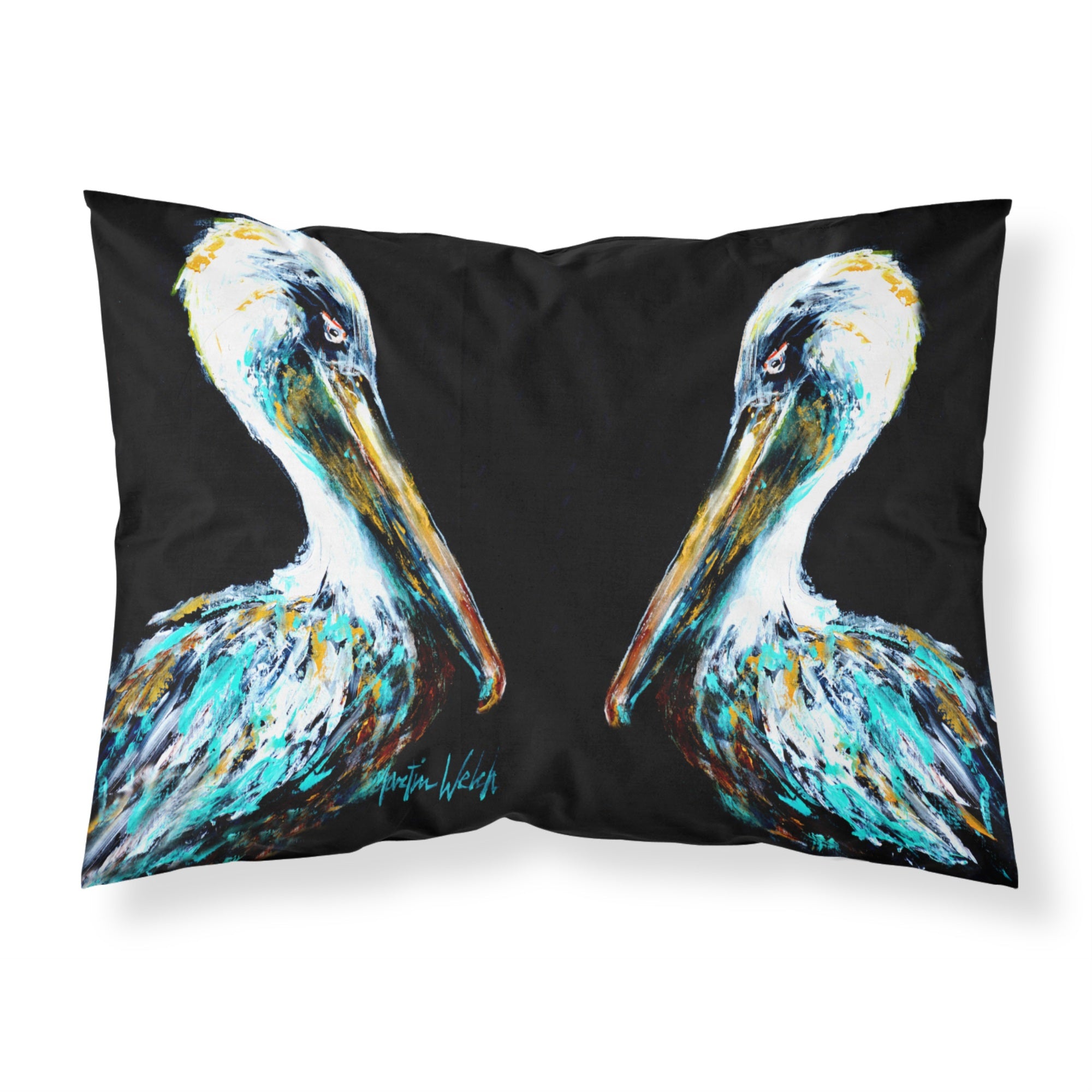'Caroline'S Treasures Mw1164Pillowcase Dressed In Black Pelican Moisture Wicking Fabric Standard Pillowcase, Large, Multicolor'