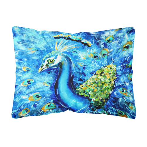 'Caroline'S Treasures Peacock Straight Up In Blue Canvas Fabric Decorative Pillow, Large, Multicolor'