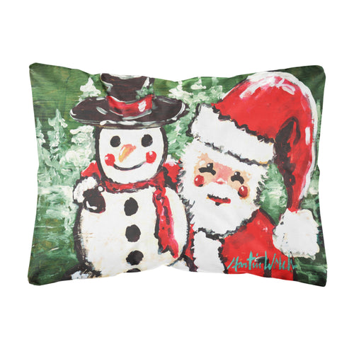 'Caroline'S Treasures Friends Snowman & Santa Claus Canvas Fabric Decorative Pillow, Large, Multicolor'