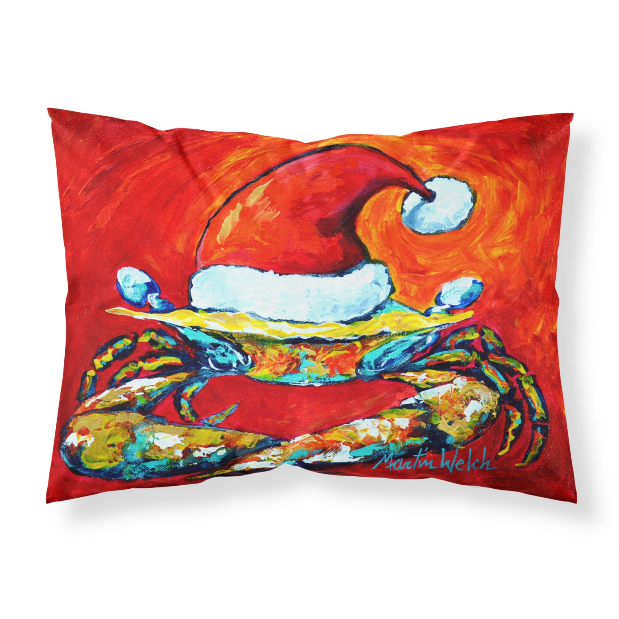 'Caroline'S Treasures Mw1169Pillowcase Crab In Santa Hat Santa Claws Moisture Wicking Fabric Standard Pillowcase, Large, Multic