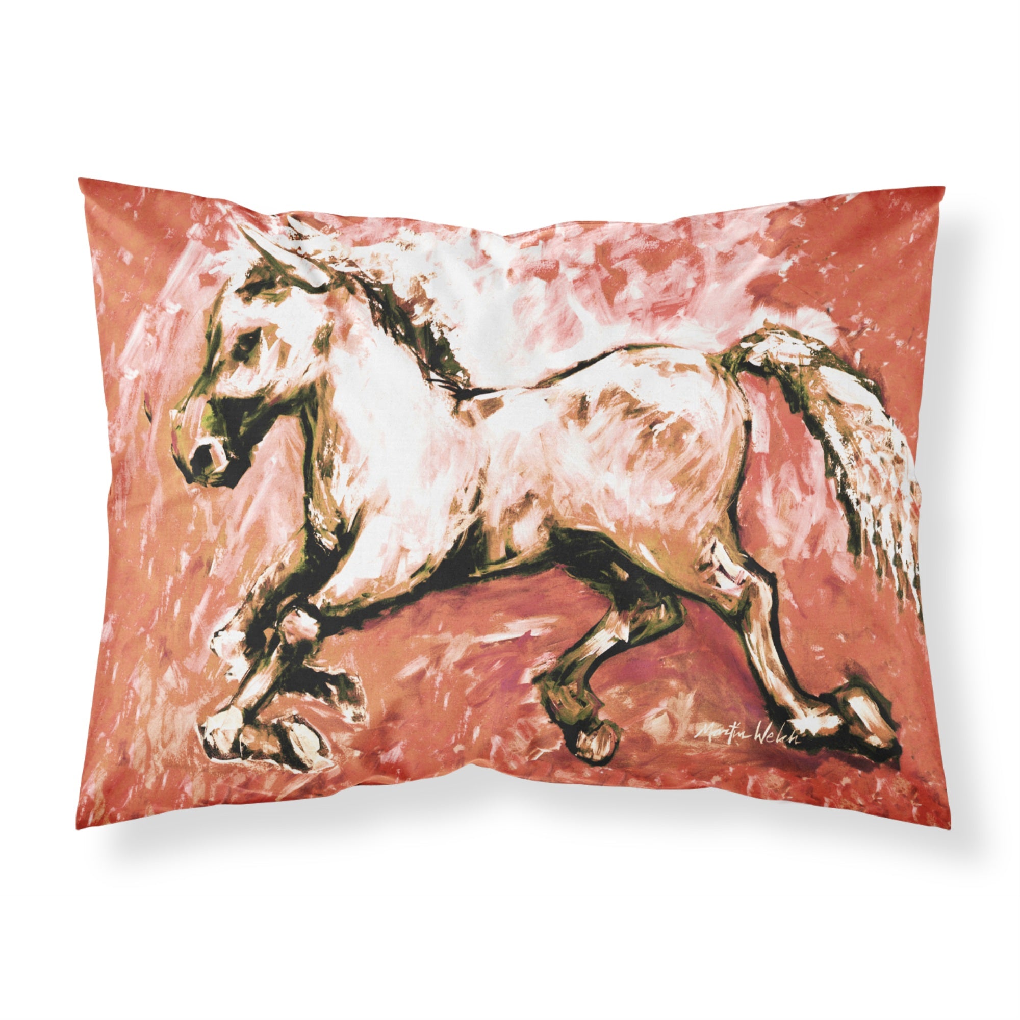 'Caroline'S Treasures Mw1170Pillowcase Shadow The Horse In Red Moisture Wicking Fabric Standard Pillowcase, Large, Multicolor'