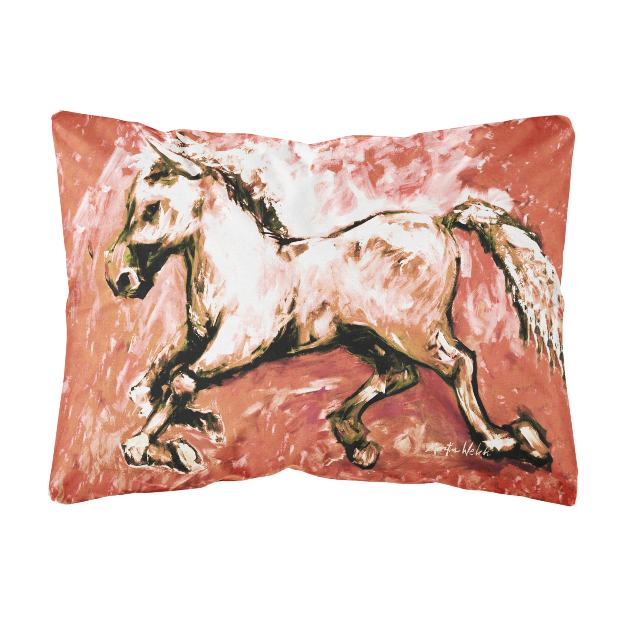 'Caroline'S Treasures Mw1170Pw1216 Shadow The Horse In Red Canvas Fabric Decorative Pillow, Large, Multicolor'
