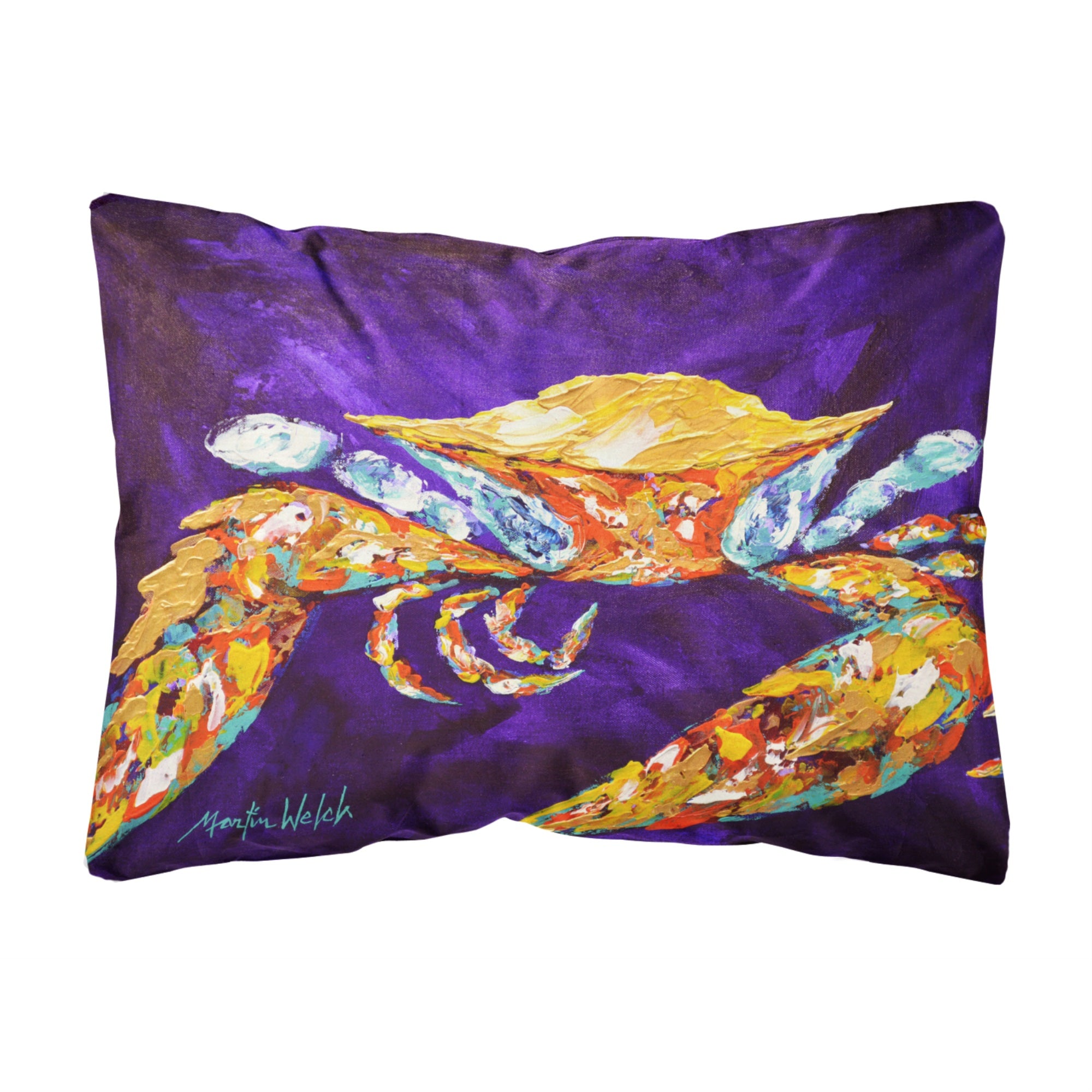 'Caroline'S Treasures The Right Stuff Crab In Purple Canvas Fabric Decorative Pillow, Large, Multicolor'