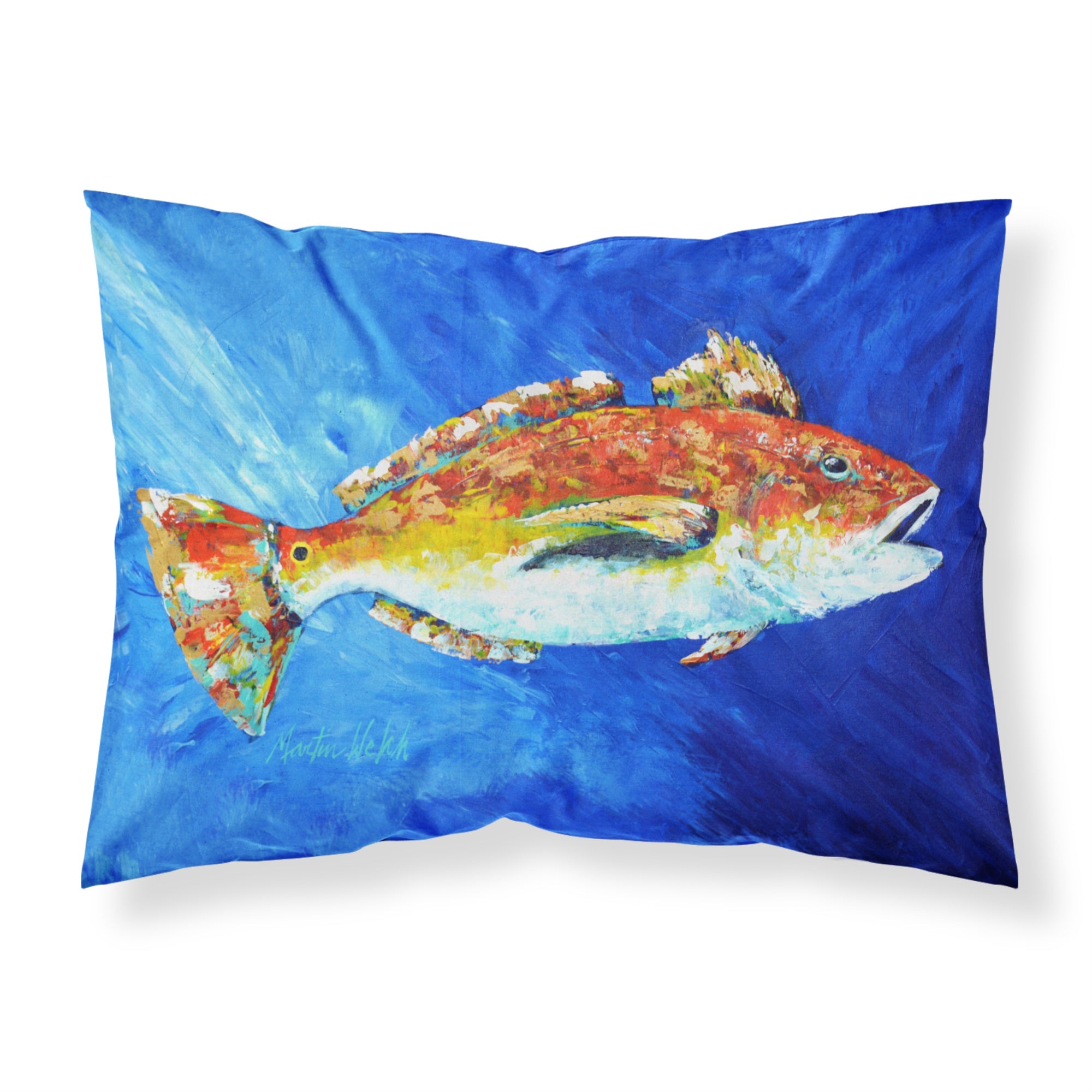 'Caroline'S Treasures Red Fish White Spin Fabric Standard Pillowcase Mw1212Pillowcase, Multicolor'